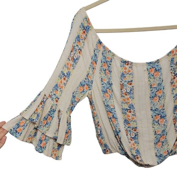 Haute Project Ruffle Sleeve Crop Top Boho Prairiecore XL 611 - Picture 7 of 10